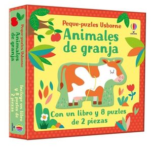 ANIMALES DE GRANJA. PEQUE-PUZZLE CON UN LIBRO Y 8 PUZLES DE 2 PIEZAS (+2)