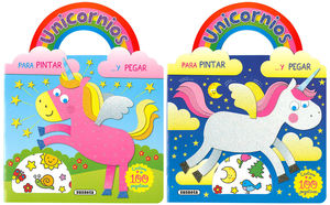 UNICORNIOS PARA PINTAR Y PEGAR (2 TÍTULOS)